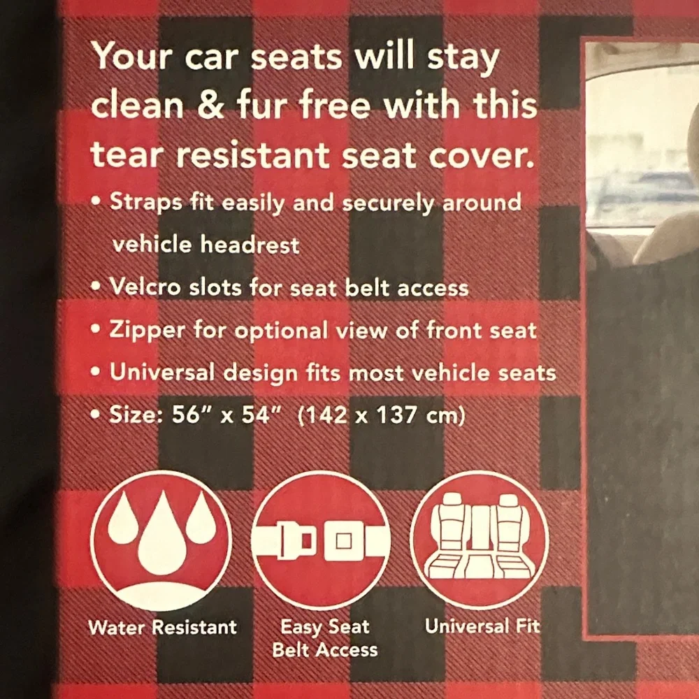Woof Red and Black Hammock Car Seat Cover
